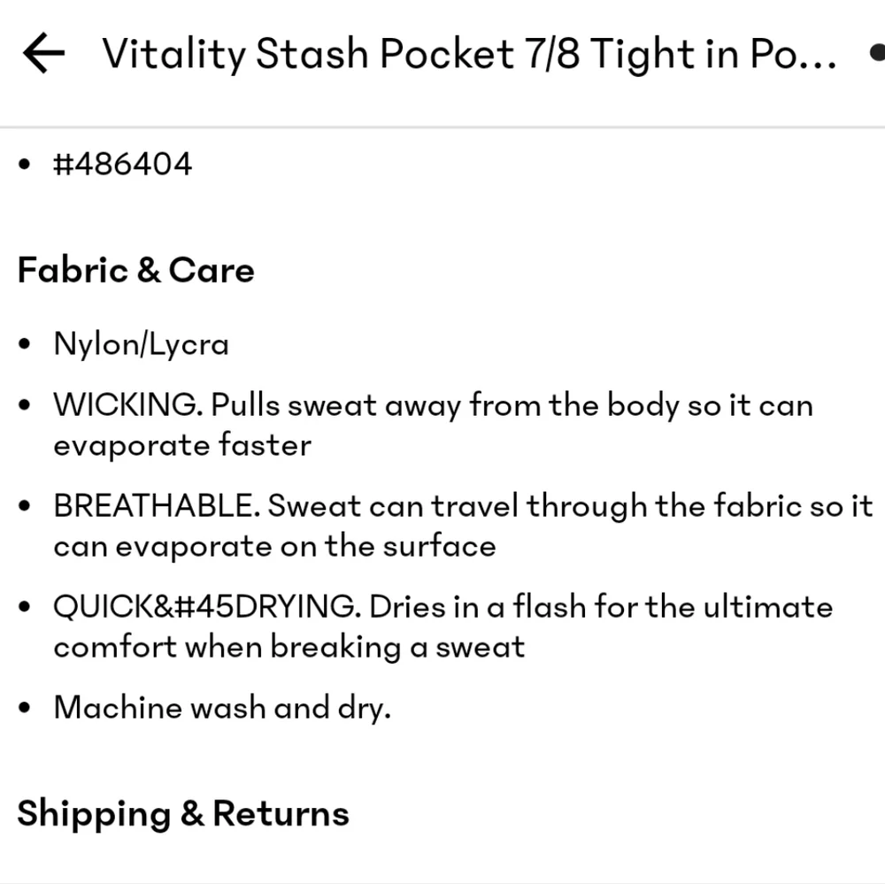 Athleta Vitality Stash pocket 7/8 Tight In POWERVITA - Picture 10 of 11